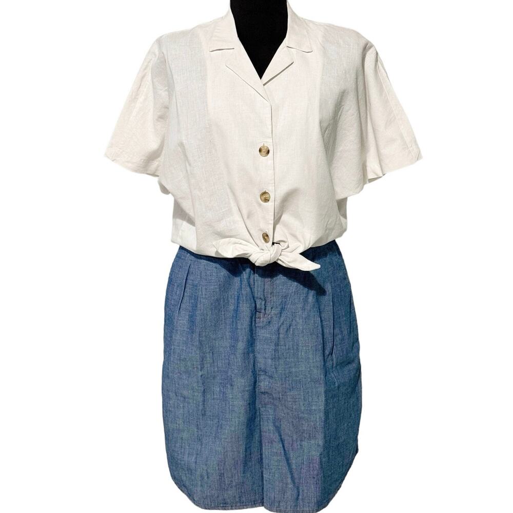 Banana Republic Skirt Size 10 Relaxed Blue Chambray Shirttail Pencil‎ Mini Skirt